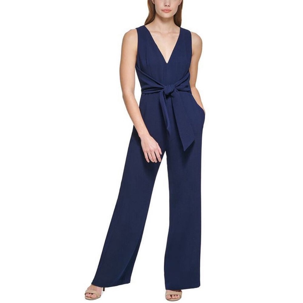 Vince Camuto Deep Blue Tie-Waist Jumpsuit XL NWOT